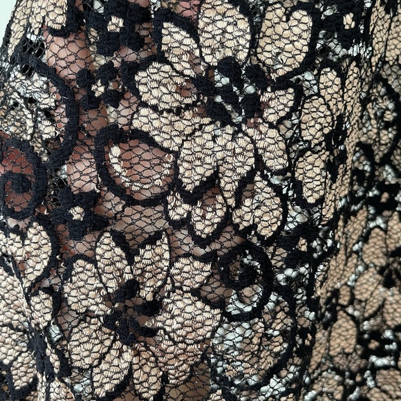 Black Lace Mini Dress Printed Flowers - Picture 2 of 9